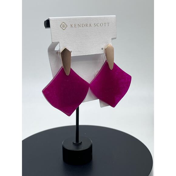 Kendra Scott Astoria Maroon Jade Gold Plated Boho Stone Earrings - Picture 5 of 10